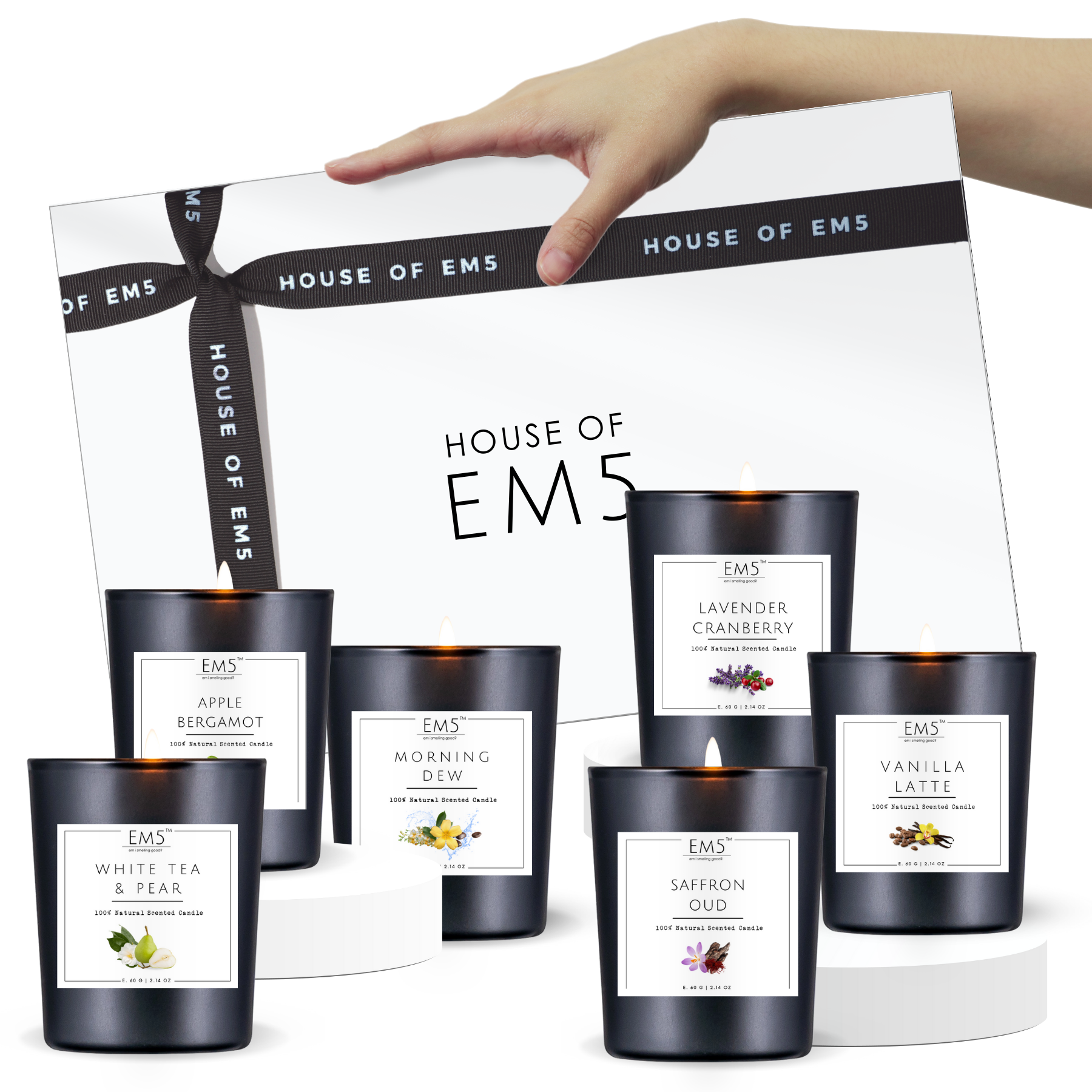 EM5™ Gift Pack of 6 Scented Candles, Gift Set for Men and Women