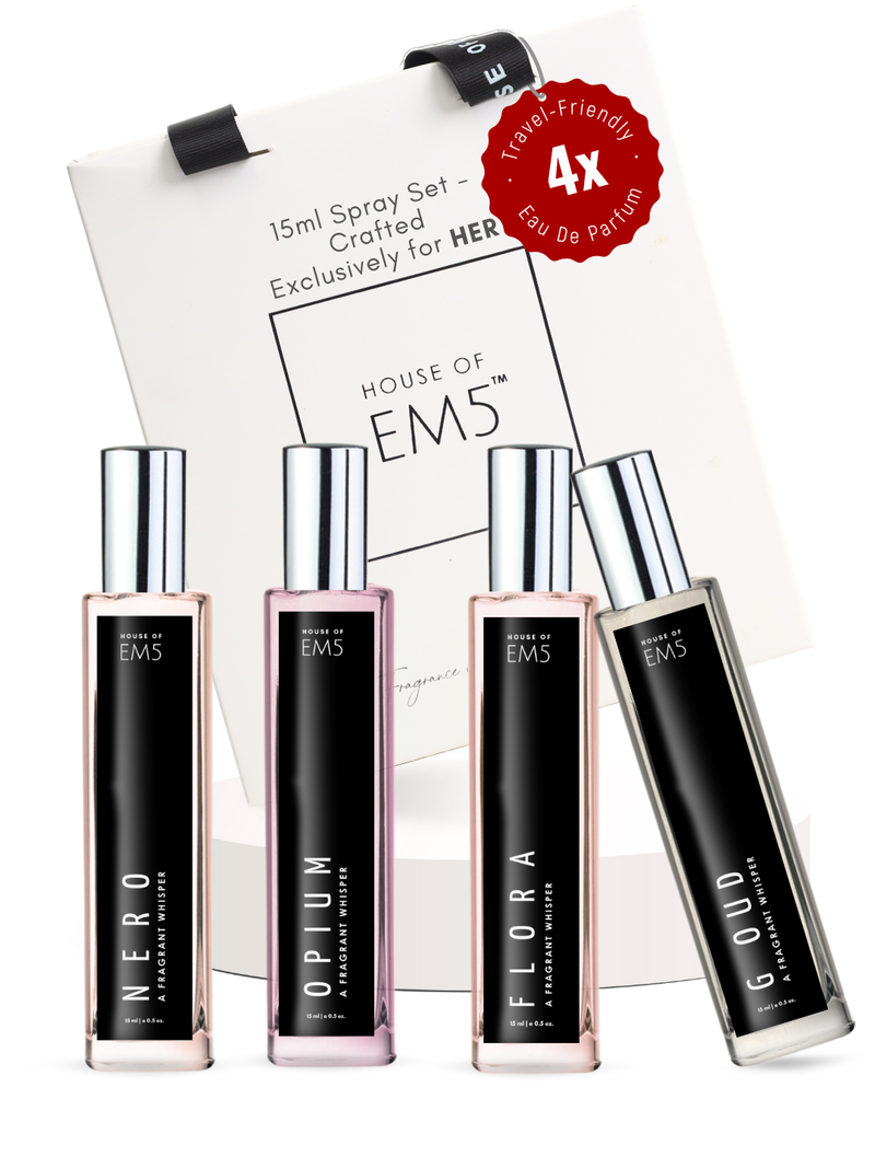 EM5™ Combo Pack of 4 - Exclusive Collection for Her | Eau De Parfum Spray | Perfect Gift Set for Women | Compact & Travel Friendly | 15 ml Each