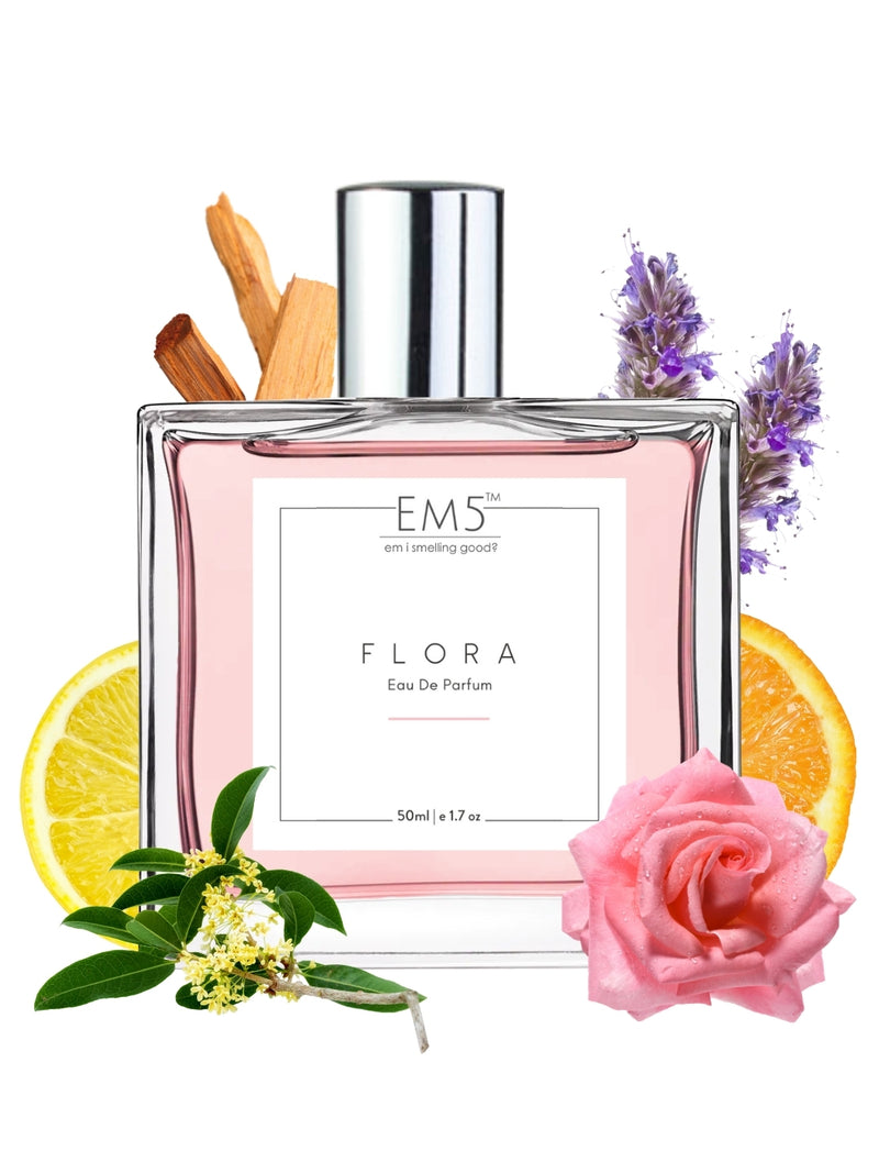 EM5™ Flora EDP Perfume for Women | Eau de Parfum for All Day Wear | Strong and Long Lasting Spray | Fruity Floral Citrus Fresh Fragrance | Luxury Gift for Her | 50 ml