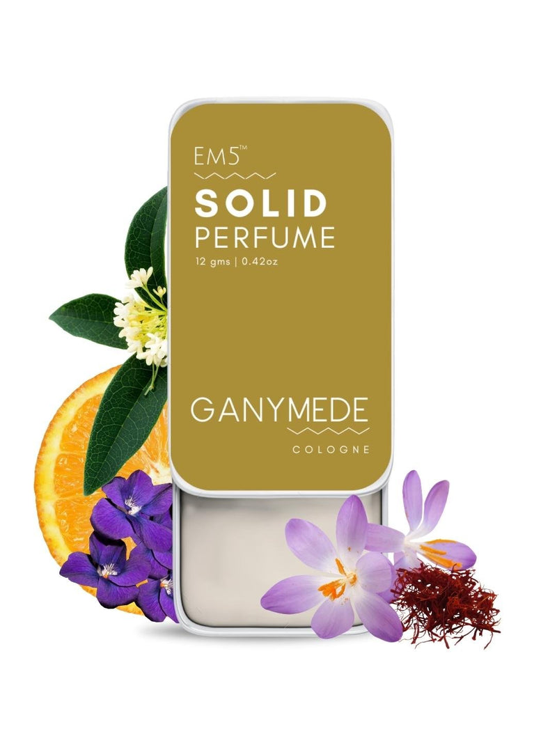 EM5™ Ganymede | Solid Perfume for Men & Women | Alcohol Free | Strong and lasting fragrance | Warm Spicy Leather | Goodness of Beeswax + Shea Butter