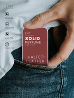 EM5™ Halfeti Leather | Solid Perfume for Men & Women | Alcohol Free | Strong and lasting fragrance | Warm Spicy Smoky Leather | Goodness of Beeswax + Shea Butter