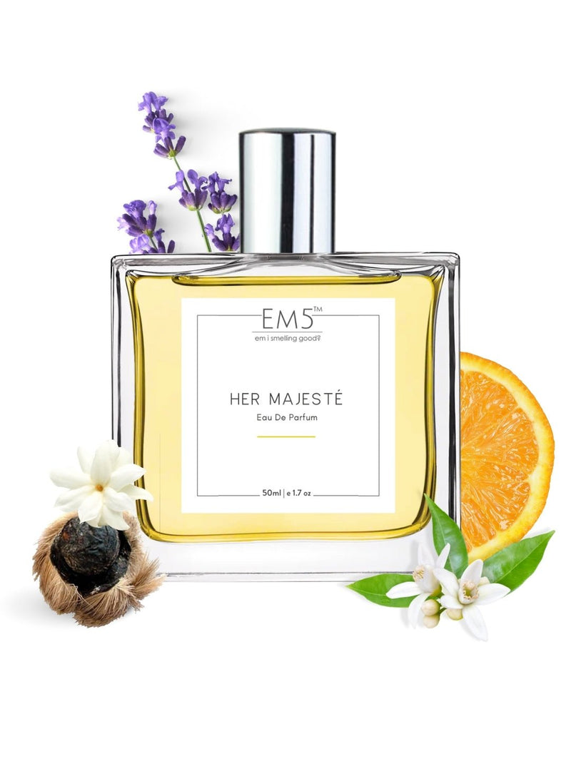 EM5™ Her Majesté Perfume for Women | Floral Citrus Fresh Spicy Fragrance | 50 ml Unisex Eau de Parfum Spray | Luxury Gift for Her