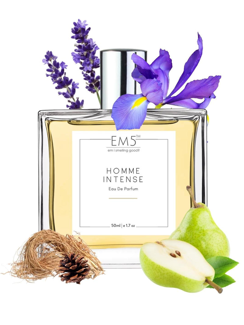 EM5™ Homme Intense Perfume for Men | Eau de Parfum Spray | Iris Woody Powdery Fragrance Accords | Luxury Gift for Him | Sizes Available: 50 ml / 15 ml - House of EM5