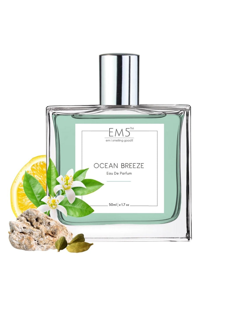 EM5™ Ocean Breeze Perfume for Men | Fruity Citrus Fresh Warm Spicy Fragrance | 50 ml Eau de Parfum Spray | Luxury Gift for Him