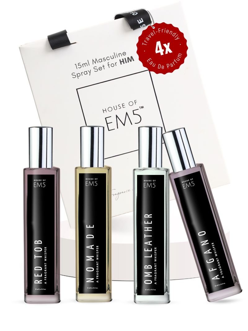 EM5™ Combo Pack of 4 - Premium Masculine Collection for HIM | Eau De Parfum Spray | Perfect Gift Set for Men | Compact & Travel Friendly | 15 ml Each