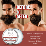 EM5™ Natural Organic Beard Balm | EM5's Natural Organic Beard Balm | Medium Hold - Shine | BeesWax, Shea Butter, Jojoba Oil, Essential Oils (Woody Oud) - House of EM5